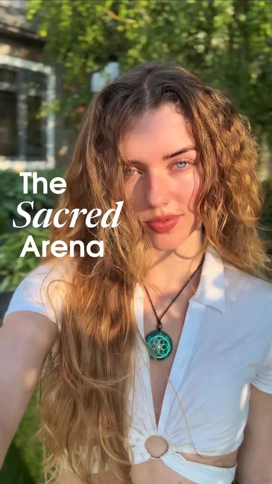 Still from The Sacred Arena reel: a creator talking to camera in golden hour light